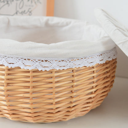 Handwoven Willow Lidded Picnic Basket