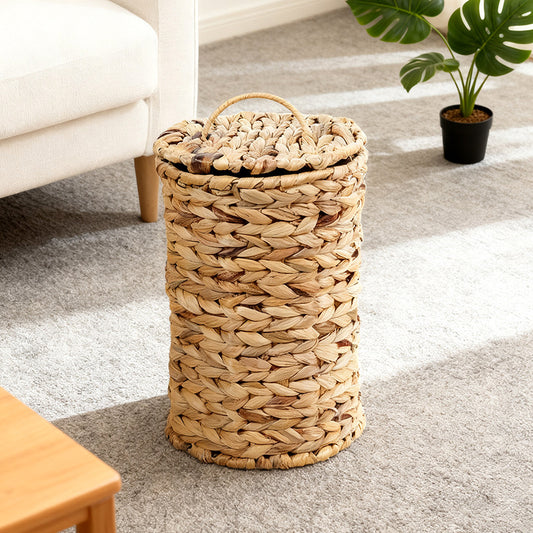 Handwoven Lidded Water Hyacinth Storage Basket