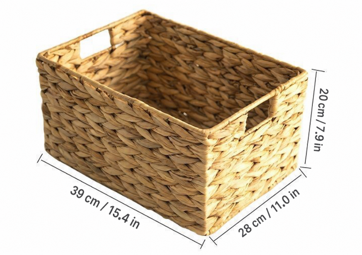 Handwoven Rectangular Water Hyacinth Storage Basket