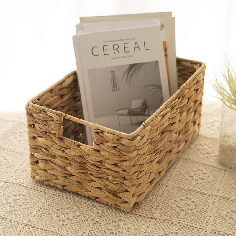 Handwoven Rectangular Water Hyacinth Storage Basket