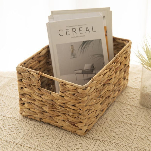 Handwoven Rectangular Water Hyacinth Storage Basket
