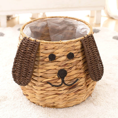 Handwoven Dog-Shaped Kids Storage Basket