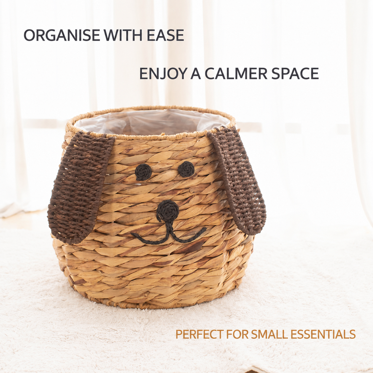 Handwoven Dog-Shaped Kids Storage Basket