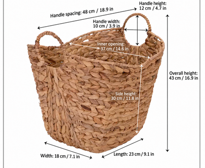 Large Handwoven Water Hyacinth Laundry and Blanket Basket