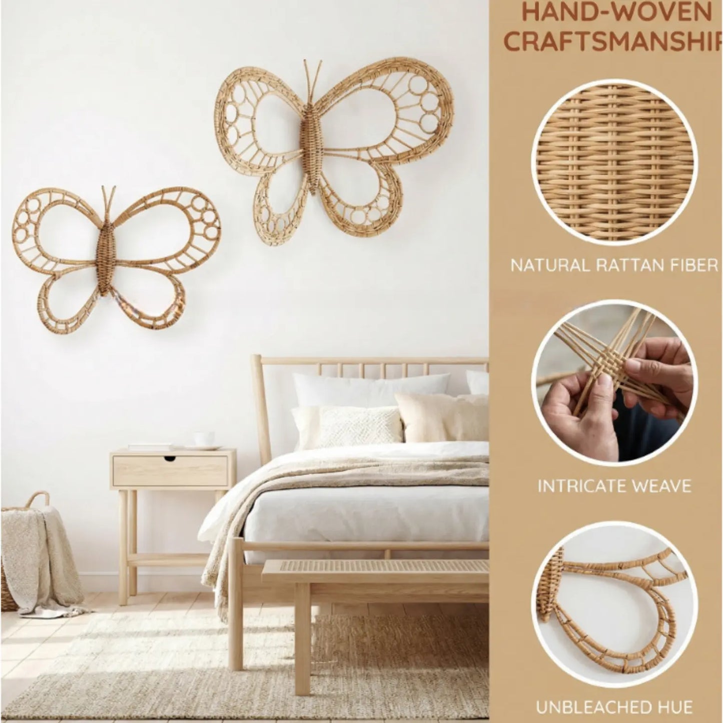 Handwoven Rattan Butterfly Wall Decor | Wholesale & OEM Rattan Supplier