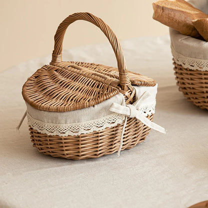 Handwoven Willow Picnic Basket with Lid | Wholesale & OEM Supplier