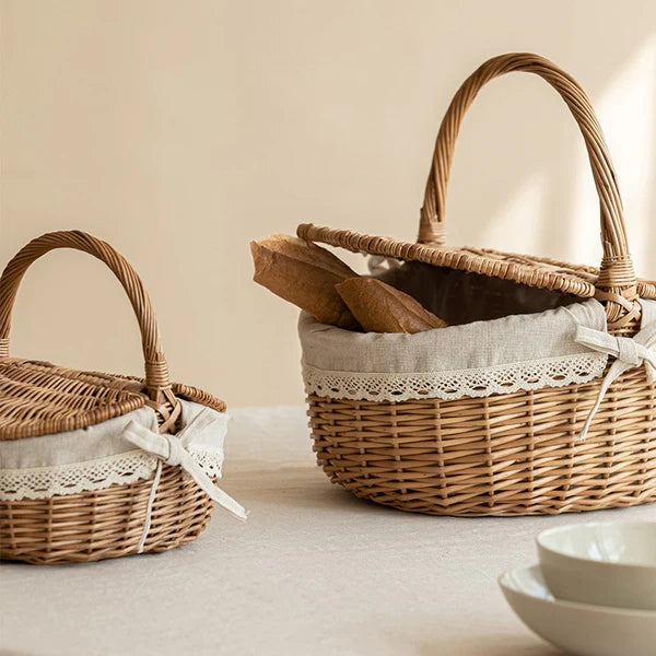 Handwoven Willow Picnic Basket with Lid | Wholesale & OEM Supplier