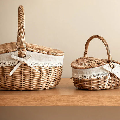 Handwoven Willow Picnic Basket with Lid | Wholesale & OEM Supplier