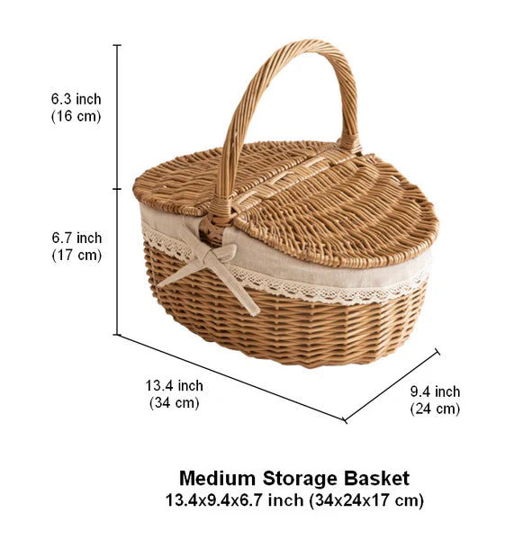 Handwoven Willow Picnic Basket with Lid | Wholesale & OEM Supplier