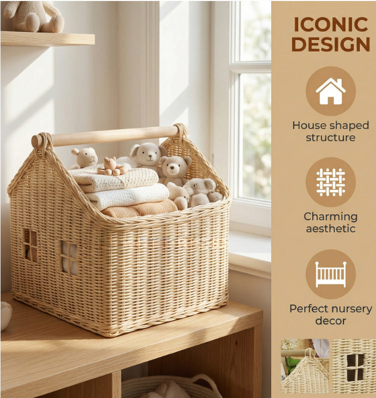 Handwoven Rattan Cube Storage Basket