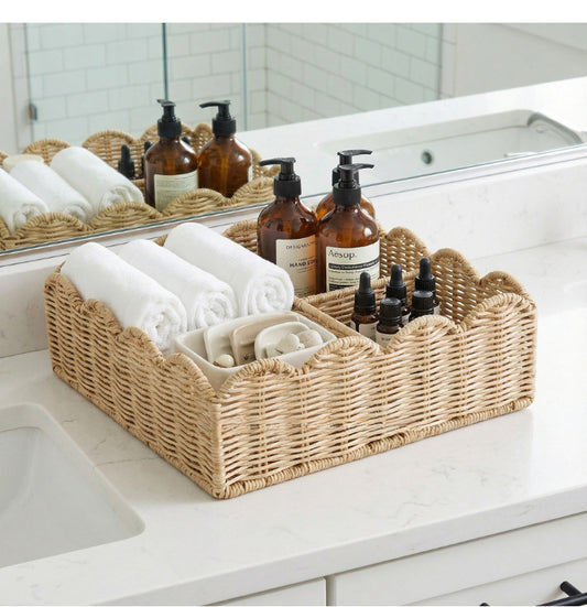 Handwoven Rattan Tabletop Storage Basket