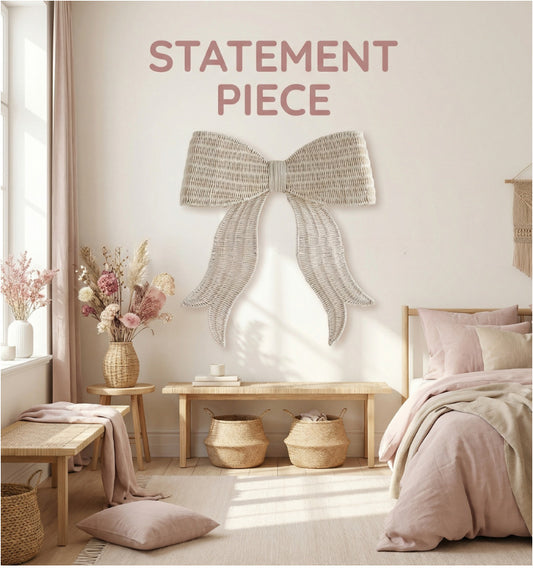 Handwoven Rattan Bow Wall Decor