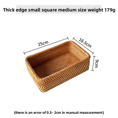 Handwoven Rattan Rectangular Storage Basket Set