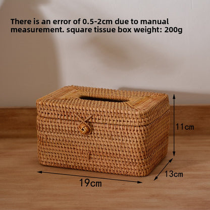 Handwoven Rattan Tissue Box Cover and Storage Box