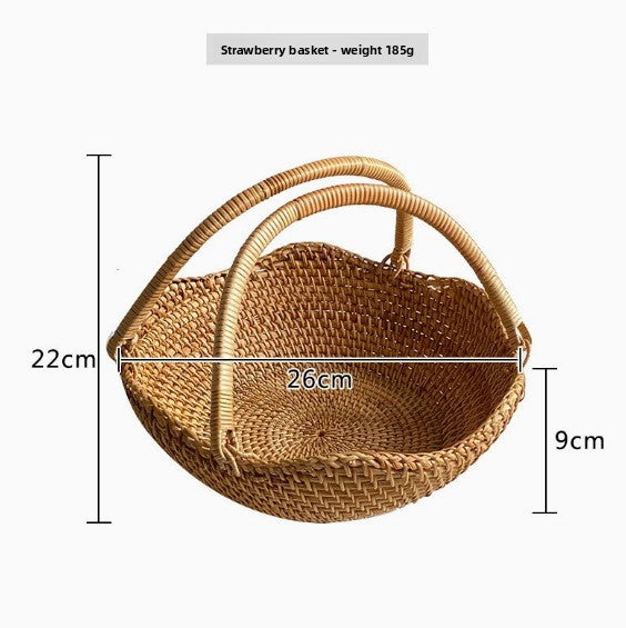 Handwoven Rattan Market Basket with Handle
