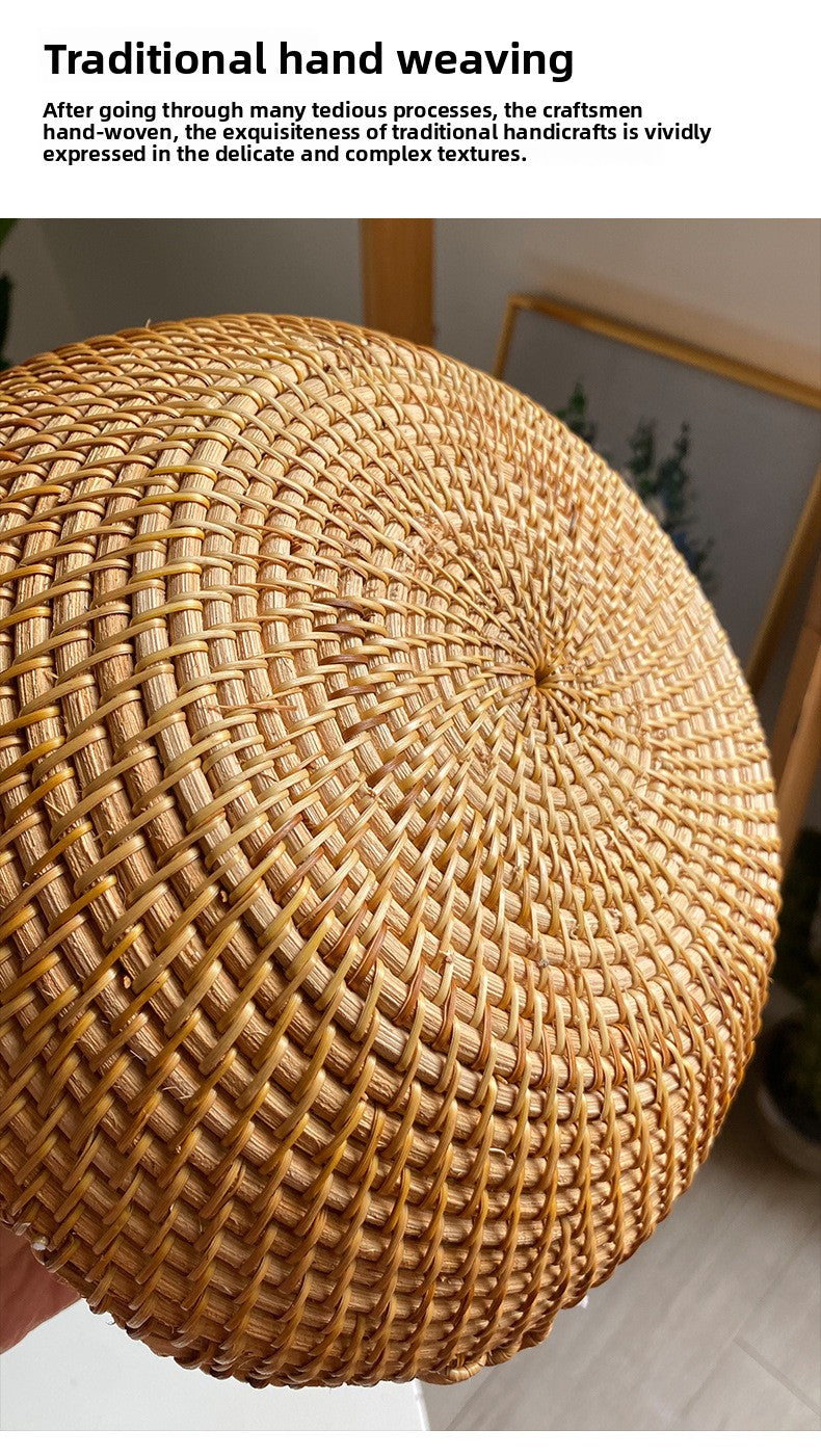 Handwoven Rattan Market Basket with Handle