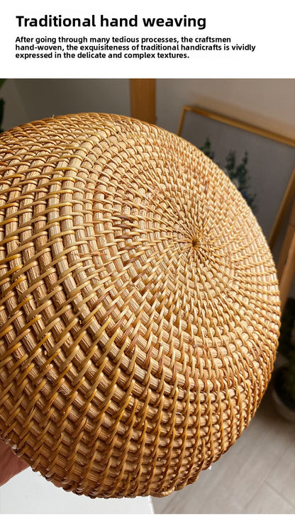 Handwoven Rattan Market Basket with Handle
