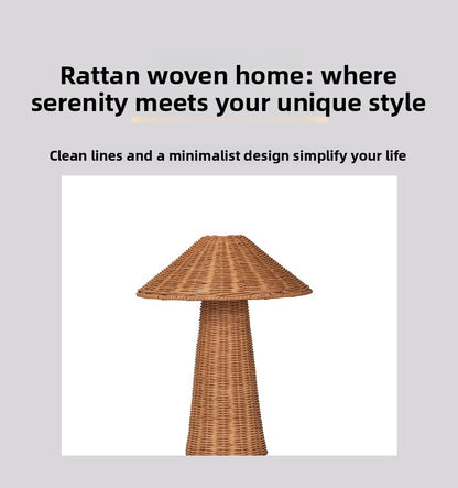 Handwoven Rattan Mushroom Table Lamp