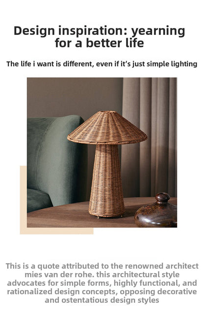 Handwoven Rattan Mushroom Table Lamp