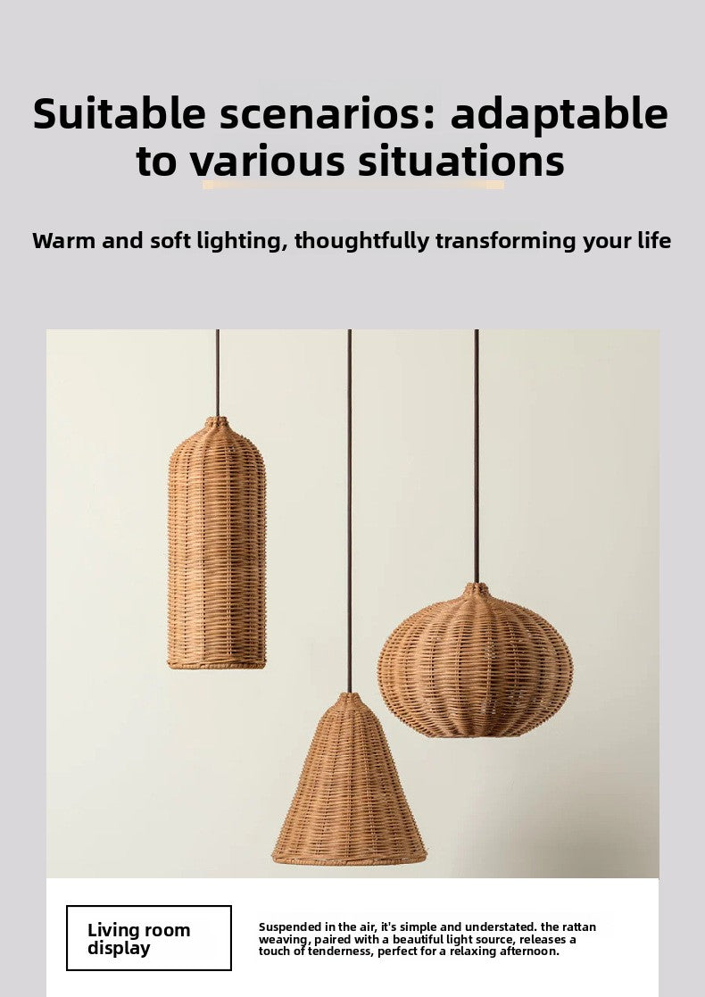 Handwoven Rattan Pendant Lampshade Collection