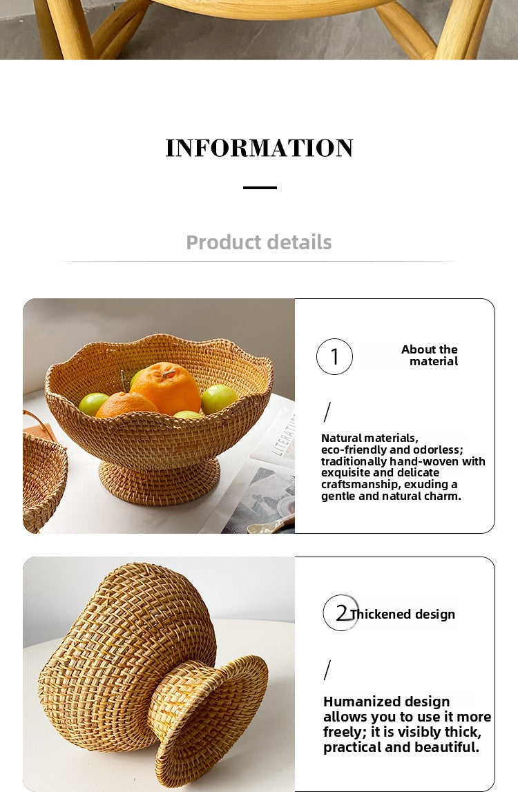 Handwoven Rattan Pedestal Fruit Basket