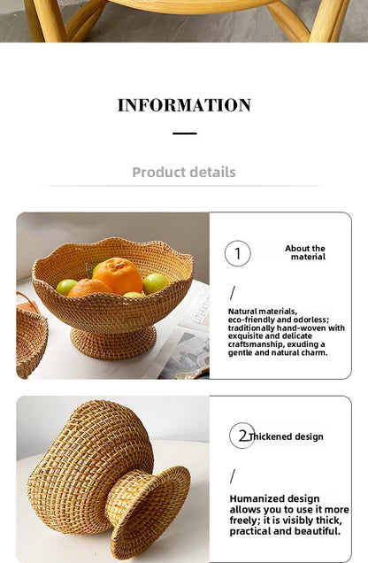 Handwoven Rattan Pedestal Fruit Basket