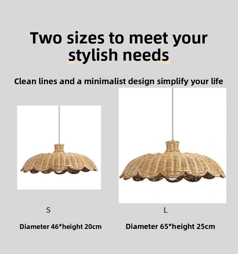 Handwoven Scalloped Rattan Pendant Lampshade