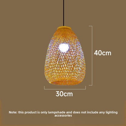 Handwoven Bamboo Egg-Shaped Pendant Lampshade